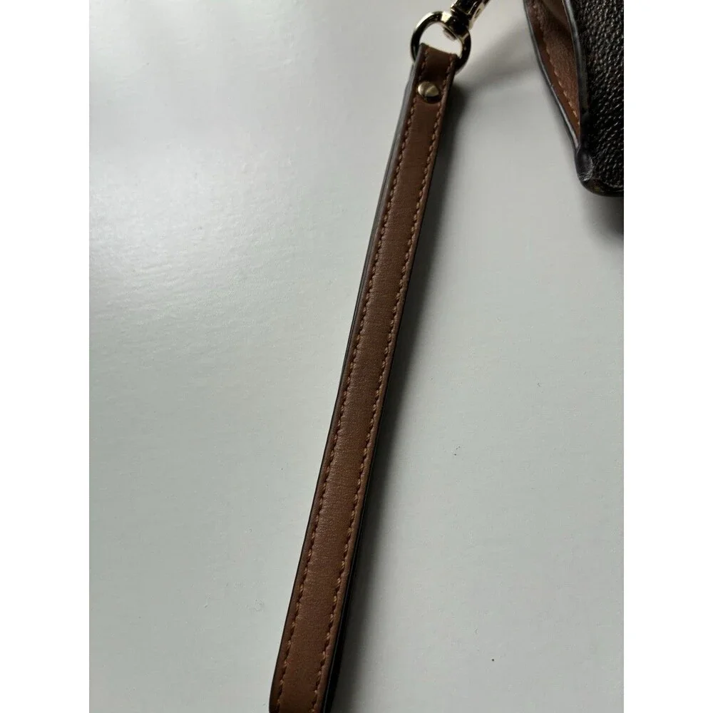 Michael Kors Brown Wristlet - MK Logo- ID Window- Zip Compartment- Pre-Owned